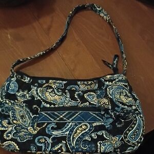 Vera Bradley Black and Blue Paisley Shoulder Bag